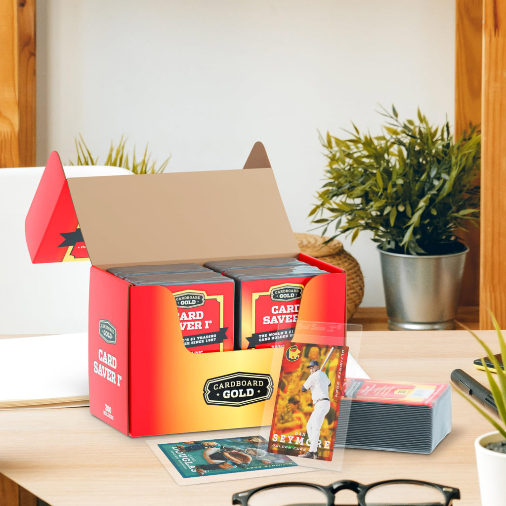 Cardboard Gold Card Saver 1-200Count - Semi Rigid Card Holder, Trading Card Protectors - PSA-Approved Cardsaver for Baseball, Trading, Sports Cards - Card Sleeves, Binder, & Storage Box Compatible