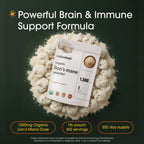 NatureBell Organic Lion’s Mane Powder 1,500mg - 1 lb - Brain, Focus & Memory Support* - Whole Fruiting Body & Mycelium - Non-GMO & Gluten-Free