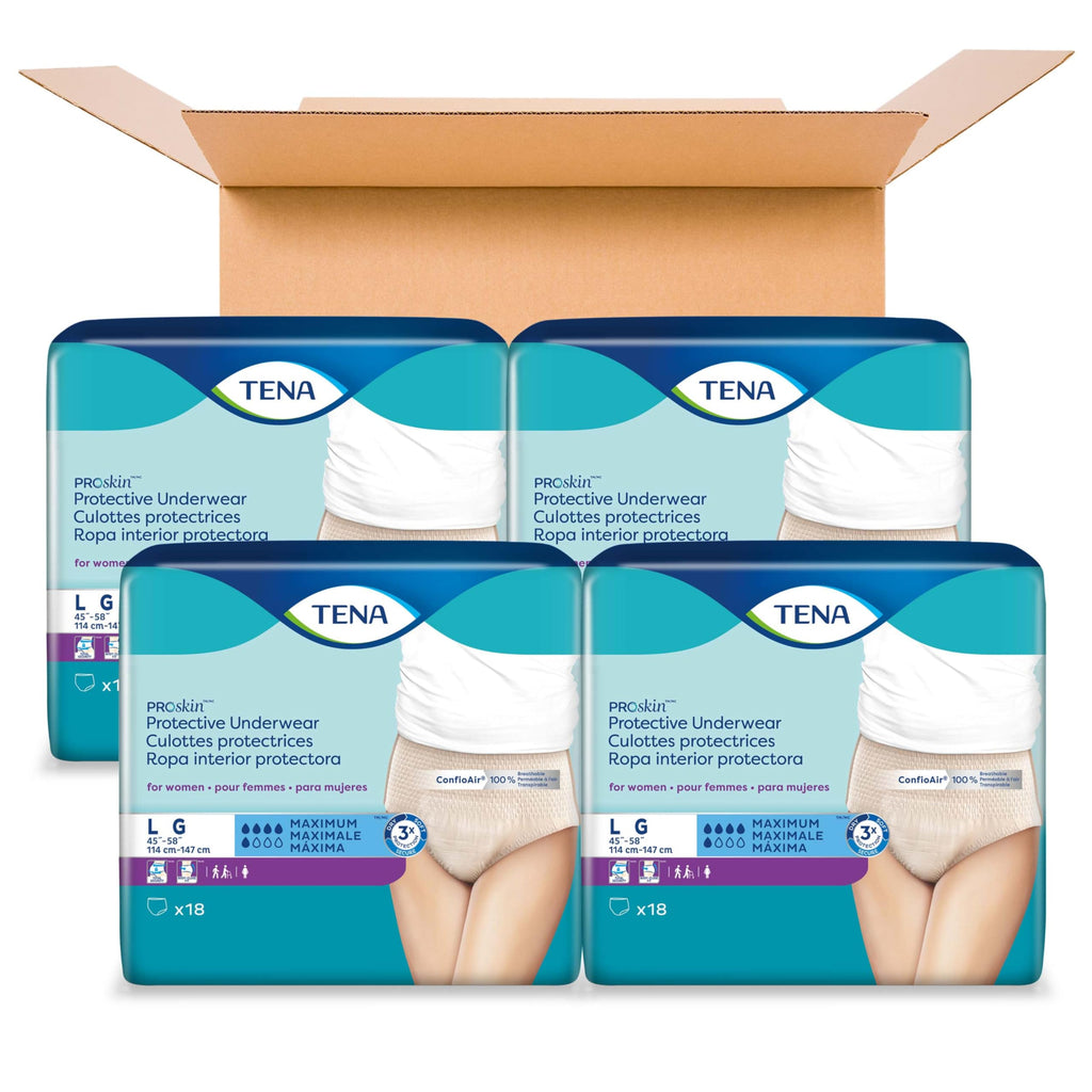 TENA ProSkin Large Nude-Colored Adult Female Moderate Absorbency Protective Disposable Underwear, 72 Count