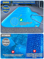 Abimars 16 Mil Solar Pool Cover with UPF 50+ UV Protection, 12’ x 24’ Rectangle Pool Solar Blanket for Inground & Above Ground Pools, 1600 Series, Heat/Chemical Resistant Cover, Blue