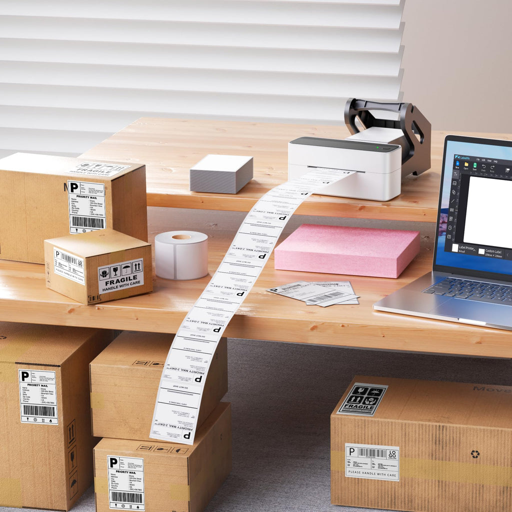 Phomemo 4x6 Thermal Shipping Labels 500 PCS Fanfold Labels for Address Mail