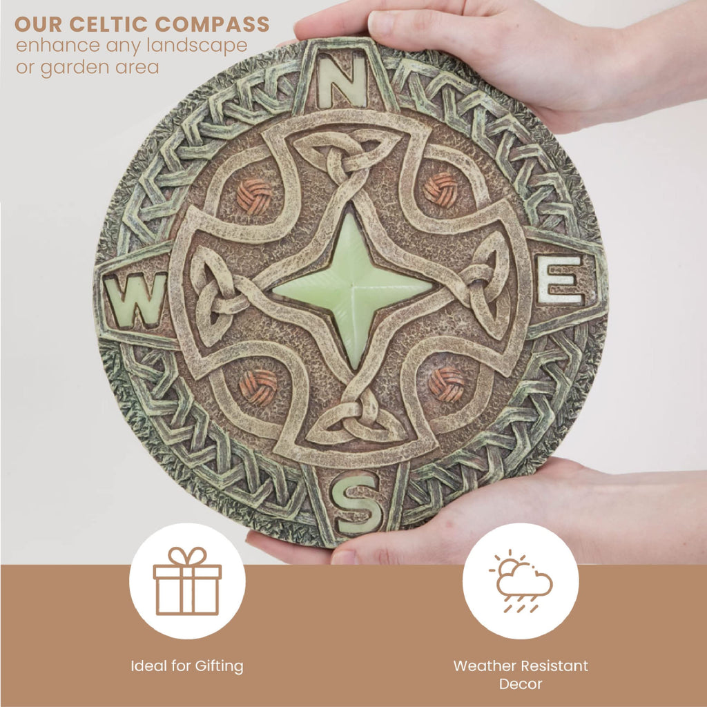 Bits and Pieces Glow in the Dark Stepping Stone - Celtic Compass, 10" x 10"
