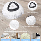 Wa.IE JiemiMicrofiber Spin Mop Refills Head Compatible for EasyWring 1-Tank System (6-Pack Set: Includes 1 Mop Scrub Brush + 1 Mop Base + 4 Pack Cleaning Floor Mop Head)