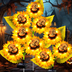 stadeco Halloween Decorations Outdoor, 3 Pack Solar Scary Skull Sunflowers Lights,Waterproof Solar Flowers Lights Garden Decor for Halloween Yard Patio Lawn Party Decor