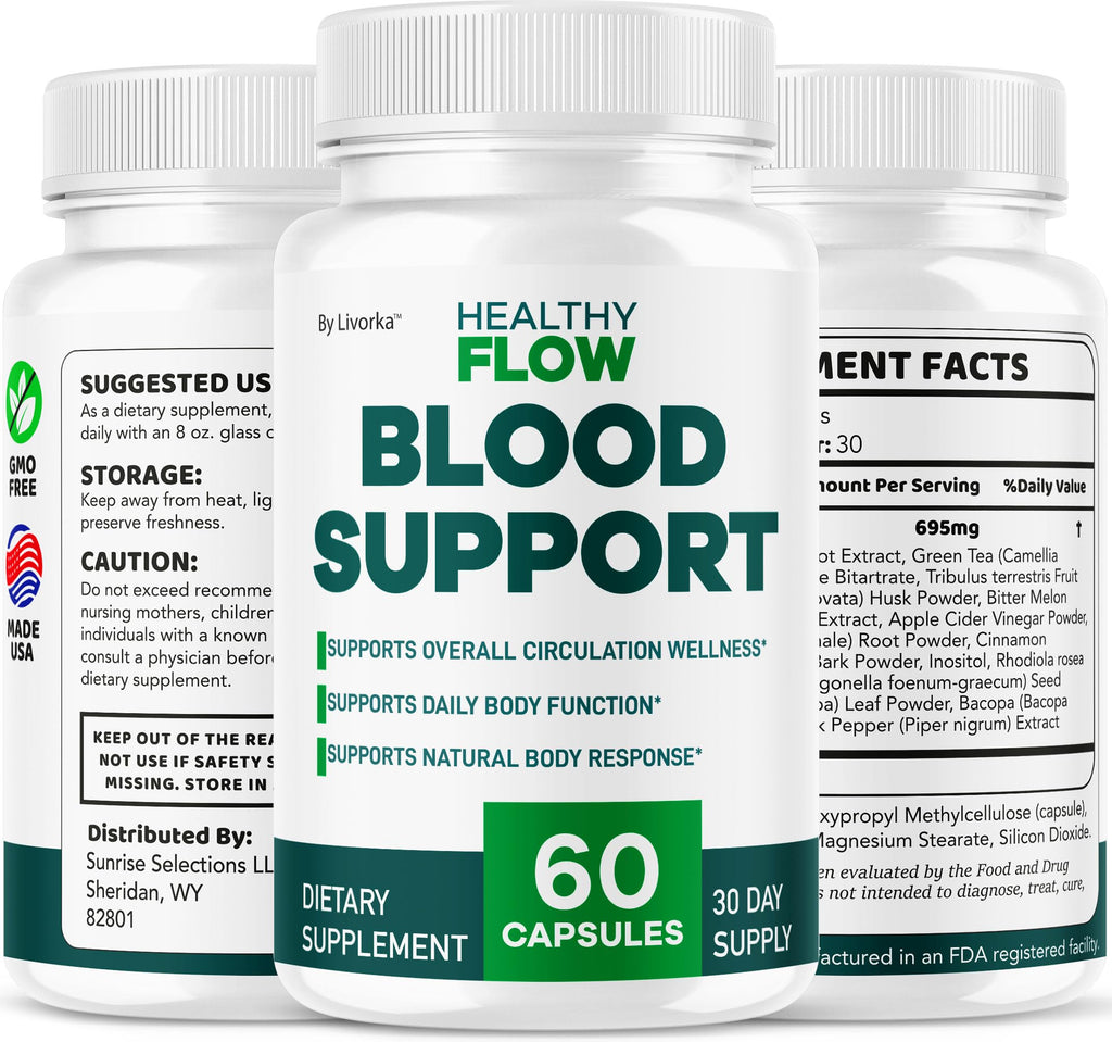 (3 Pack) Healthy Flow Blood Support - HealthyFlow Support Supplement Capsules Daily Premium Advanced Formula Pills - Maximum Strength, Vitamins for Overall Health & Wellness, 180 Capsules for 3 Months