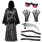 Spooktacular Creations Glowing Eyes Grim Reaper Costume for Kids, Halloween Costume for Boys, Halloween, Dress-up Party