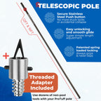 ProTuff 12ft Heavy Duty Telescopic Pool Pole – Unconditional Lifetime Replacement - Instant & Reliable Extension - Universal Fit for Nets, Skimmers, Brushes & Vacuums - Anti-Slip, Comfort Grip
