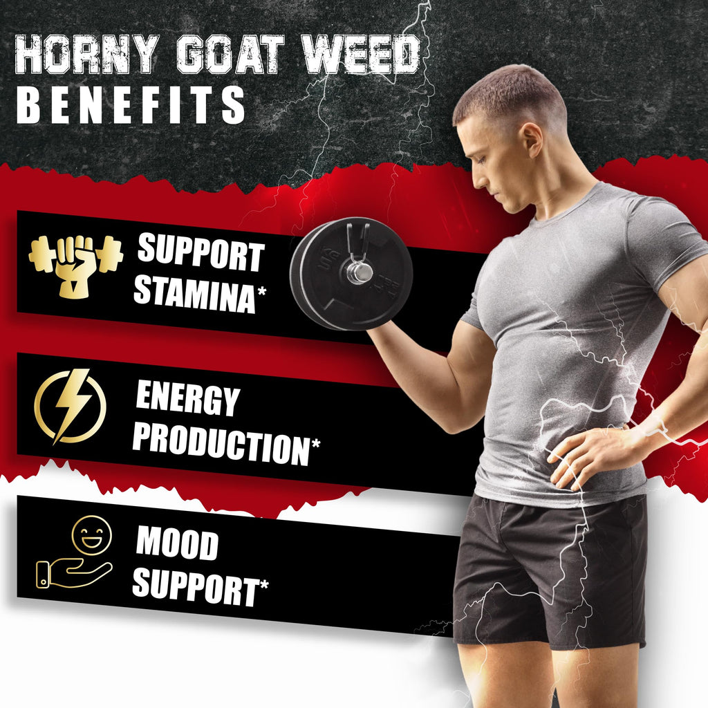 BMVINVOL Horny Goat Weed for Men and Women with Maca, Tribulus, Ginseng, Ashwagandha, Tongkat Ali - 120 Capsules for 4 Month Supply