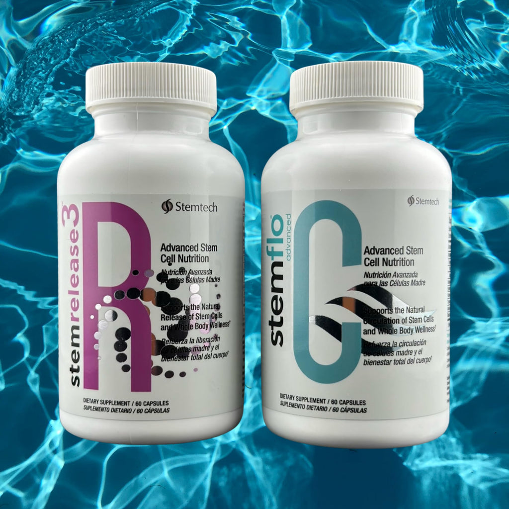 Stemtech StemRelease3 & StemFlo Combo Pack | Supports Stem Cell Renewal, Circulation, Detox & Cardiovascular Health | with SE3, Fucoidan, Curcumin, AFA Extract & Enzymes | 30 Servings