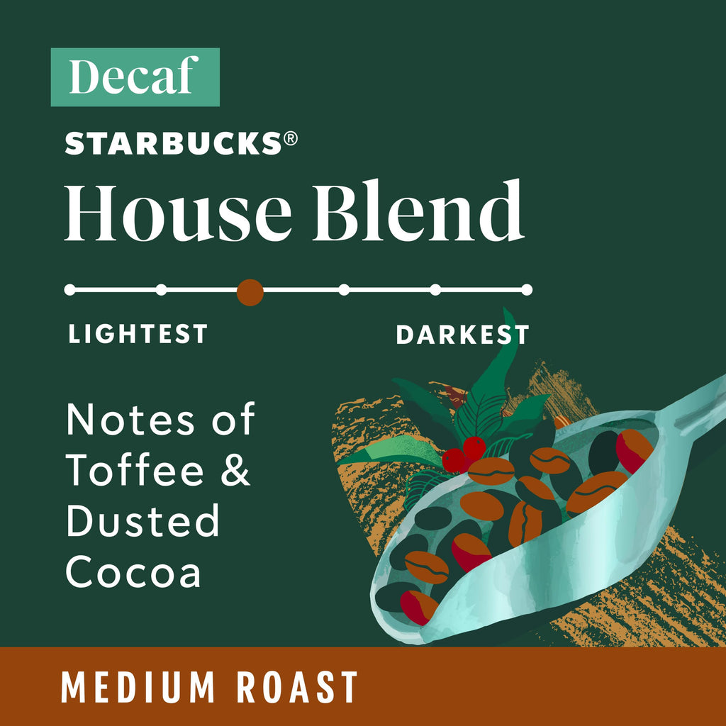 Starbucks K-Cup Coffee Pods, Decaf House Blend Medium Roast, 22 Count