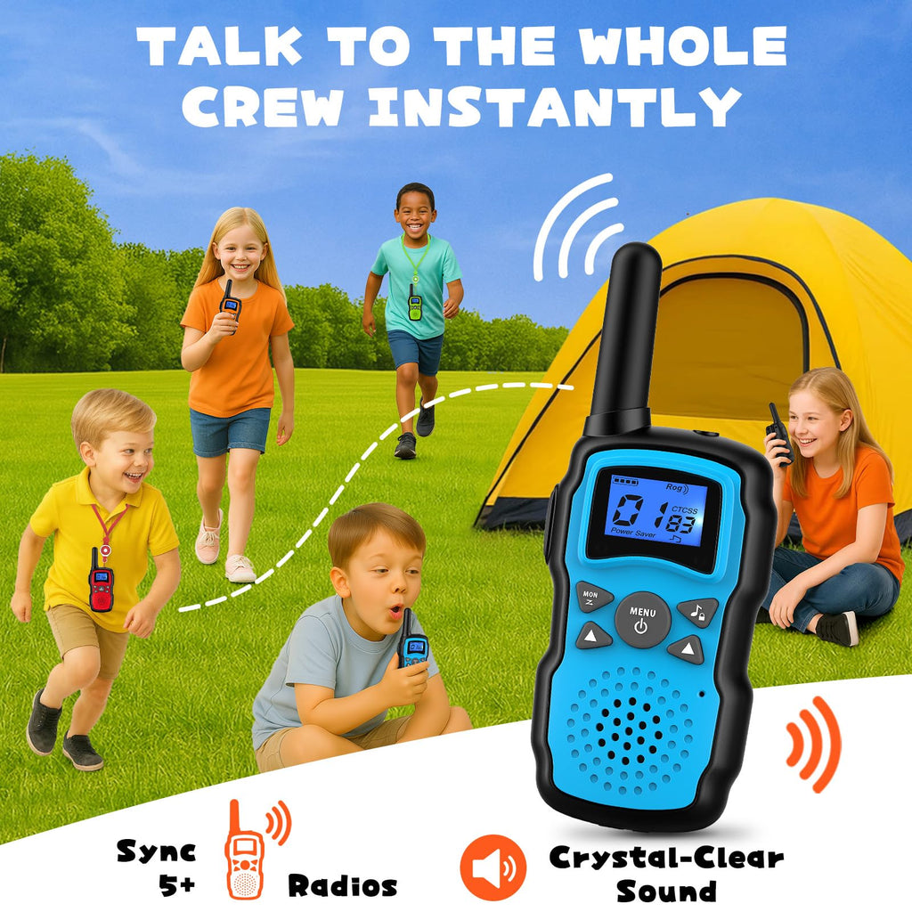 Wishouse Walkie Talkies for Kids 4 Pack,Family Walky Talky Adults Children Radio Long Range,Outdoor Camping Fun Toys Birthday Present Xmas Gifts for 4 5 6 7 8 Year Old Girls Boys No Battery No Charger
