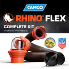 Camco RhinoFLEX 15 Ft Complete RV Sewer Hose Kit, Swivel Bayonet Fittings