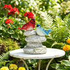 Solar Bird Garden Statue, Cardinal & Bluebird Outdoor Figurine Decor