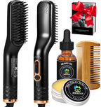 Beard Straightener for Men w/Beard Oil,Balm,Comb,E-Book for All Beard Type