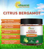 aSquared Nutrition Citrus Bergamot Gummies - Citrus Bergamot Extract Supplement 500mg Per Serving - Pure Gummy Alternative to Capsules & Pills
