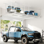 FLEXIMOUNTS 2 Pack 3x6 Overhead Garage Storage Adjustable Ceiling Rack 72" Length x 36" Width x 40" Height, 900lbs Total Weight Capacity, White, Classic Series