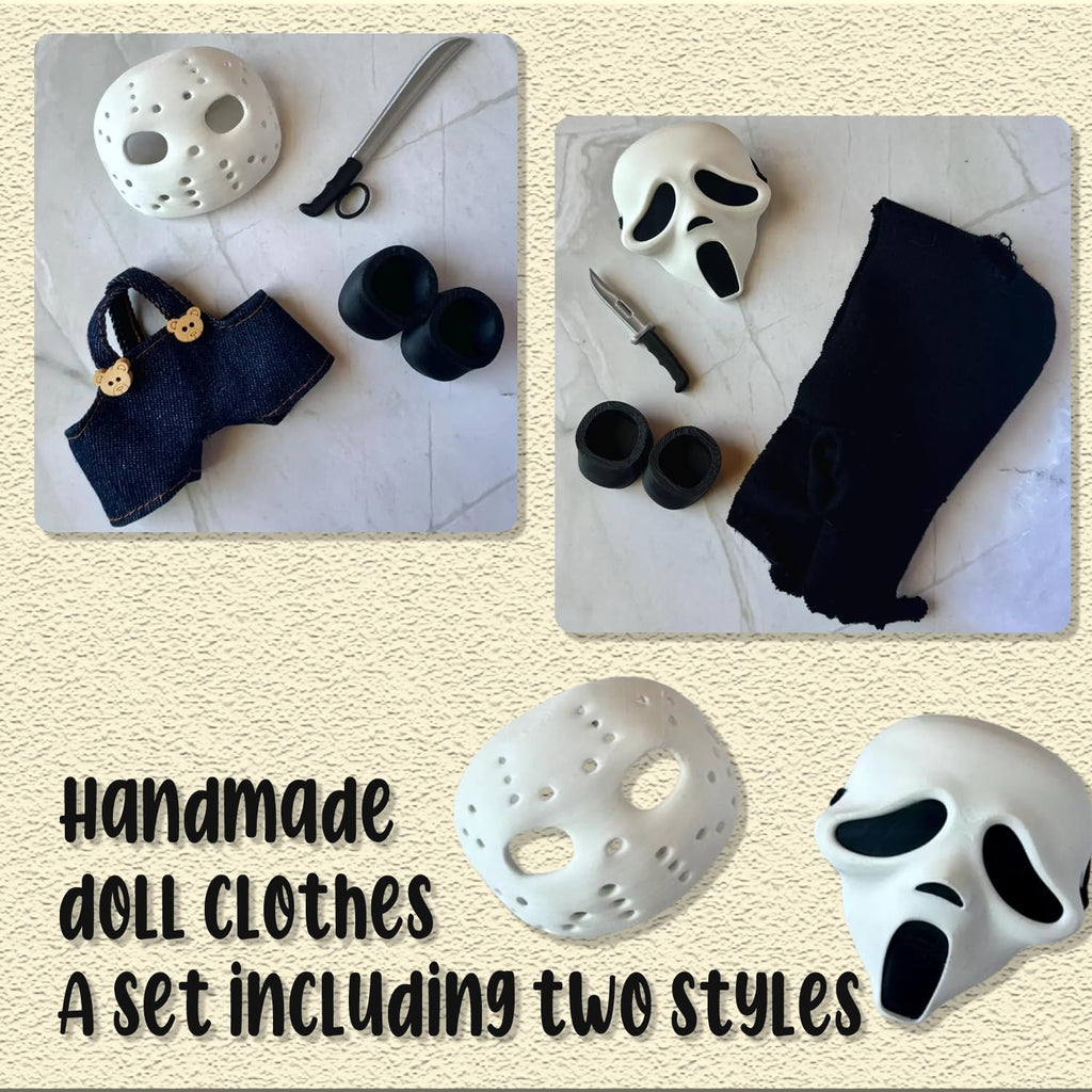 Two Sets Of 17cm Doll Clothes For Halloween Scary Mask Doll Accessories Cute Halloween Costumes For Dolls Create The Cutest 17cm Fashion Doll For Halloween