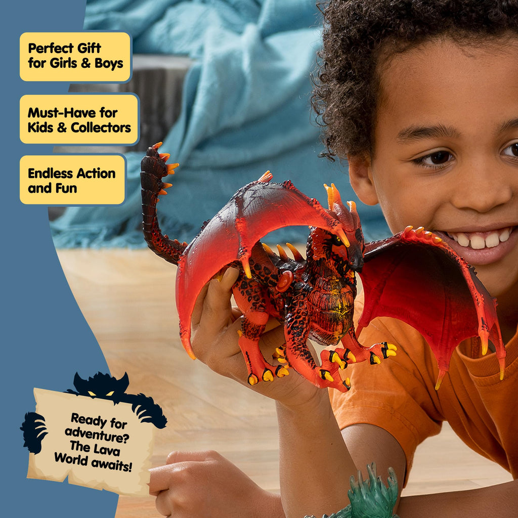 Schleich Eldrador Creatures - 8" Lava Dragon Toy - Movable Wing Action Figure for Boys and Girls - Mythical Creature Figures - Fantasy Beast Figurine - Red Monster Dragon Toys - Kids Ages 7+ | 70138