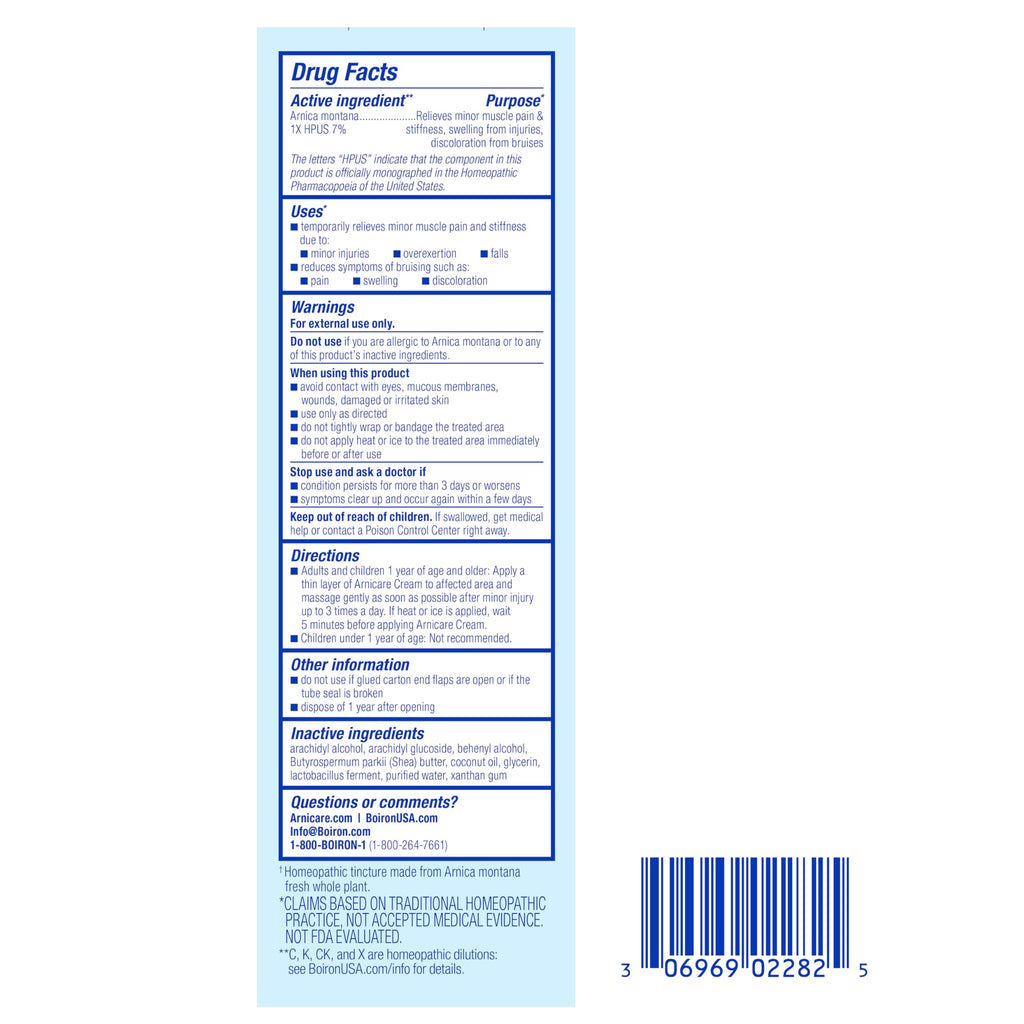 Boiron Arnicare Cream for Joint Pain, Muscle Pain, Swelling, Soreness, Stiffness, and Bruises - Fast Absorbing and Fragrance-Free - 4.2 oz