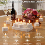 Rechargeable Flameless Tea Lights Candles with Charging Station Remote 6Pcs