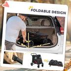 PawHut Dog Stroller for Large Medium Small Dogs up to 66 Lbs. 23.5" in Body Length, One-Click Foldable Pet Cat Stroller with Storage, Shock Absorption Wheels, Mesh Window, Safety Leash, Black