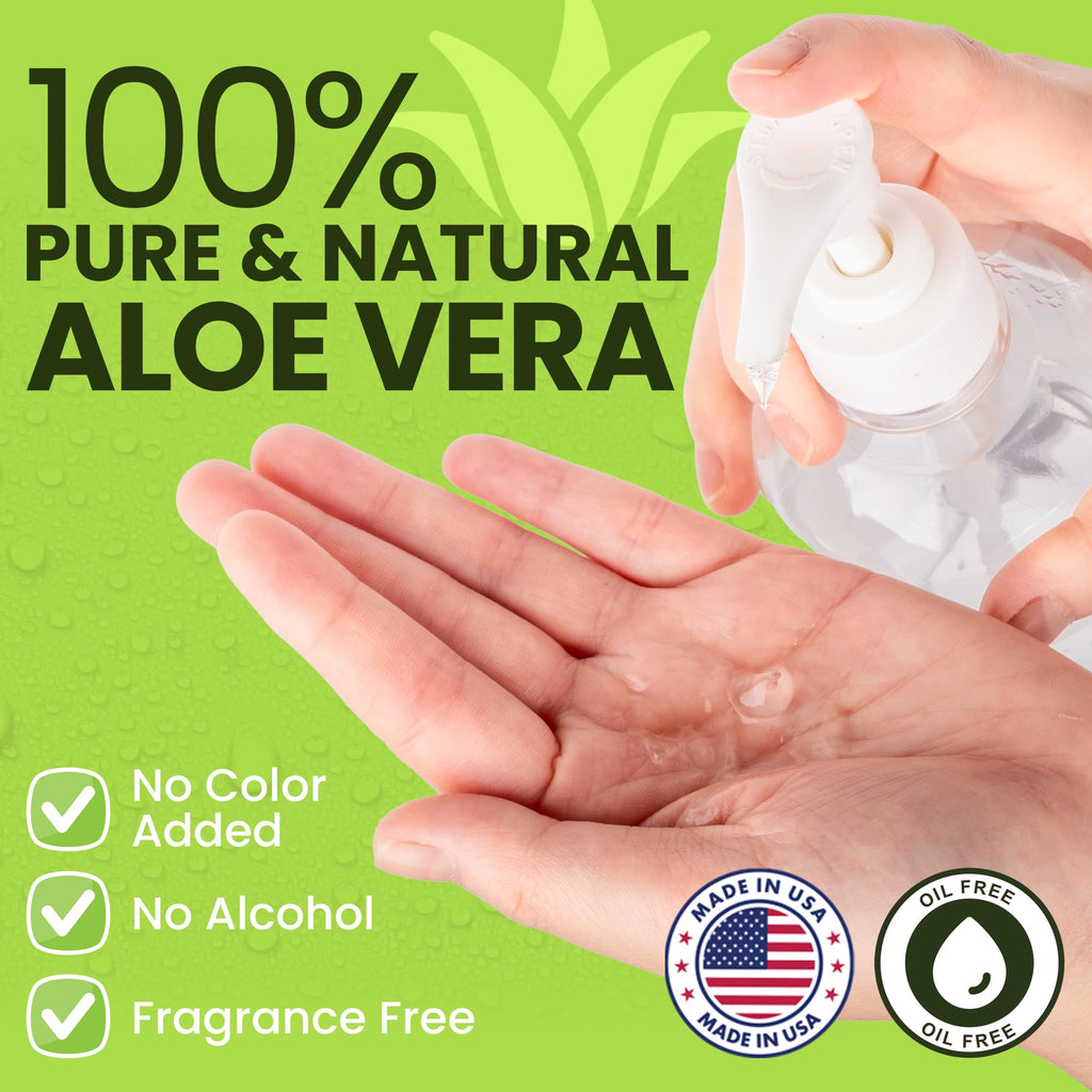 Honeyskin Organic Aloe Vera Gel for Face with Orchid & Apple Stem Cells - Soothing & Hydrating Aloe Gel for Sunburn Relief & After Sun Care - 100% Aloe Vera Gel for Hair, Face & Body (12 Fl Oz)