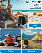 PYY Beach Cart for Sand - Foldable Wagon Dolly Buggy with Big Large Balloon Wheels, 200 LBS Capacity, 9" Rolling Tires, Collapsible Storage Bag for Outdoor Camping Shopping Fishing Gray