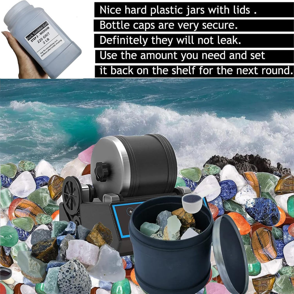 8 LBS Large Weight Rock Tumbler Grit Kit and Ceramic Tumbling Filler Media -Coarse/Medium Grit/Pre-Polished/Final Polish, Works with Any Rock Tumbler, Rock Polisher, Stone Polisher