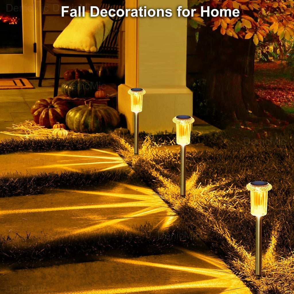 DenicMic Solar Halloween Lights Outdoor 10 Pack Fall Decorations for Home