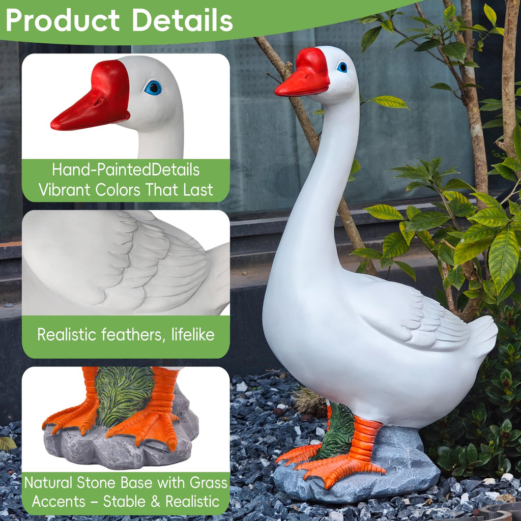 20" Porch Goose Statue Large Garden Resin Goose Decorative Sculpture