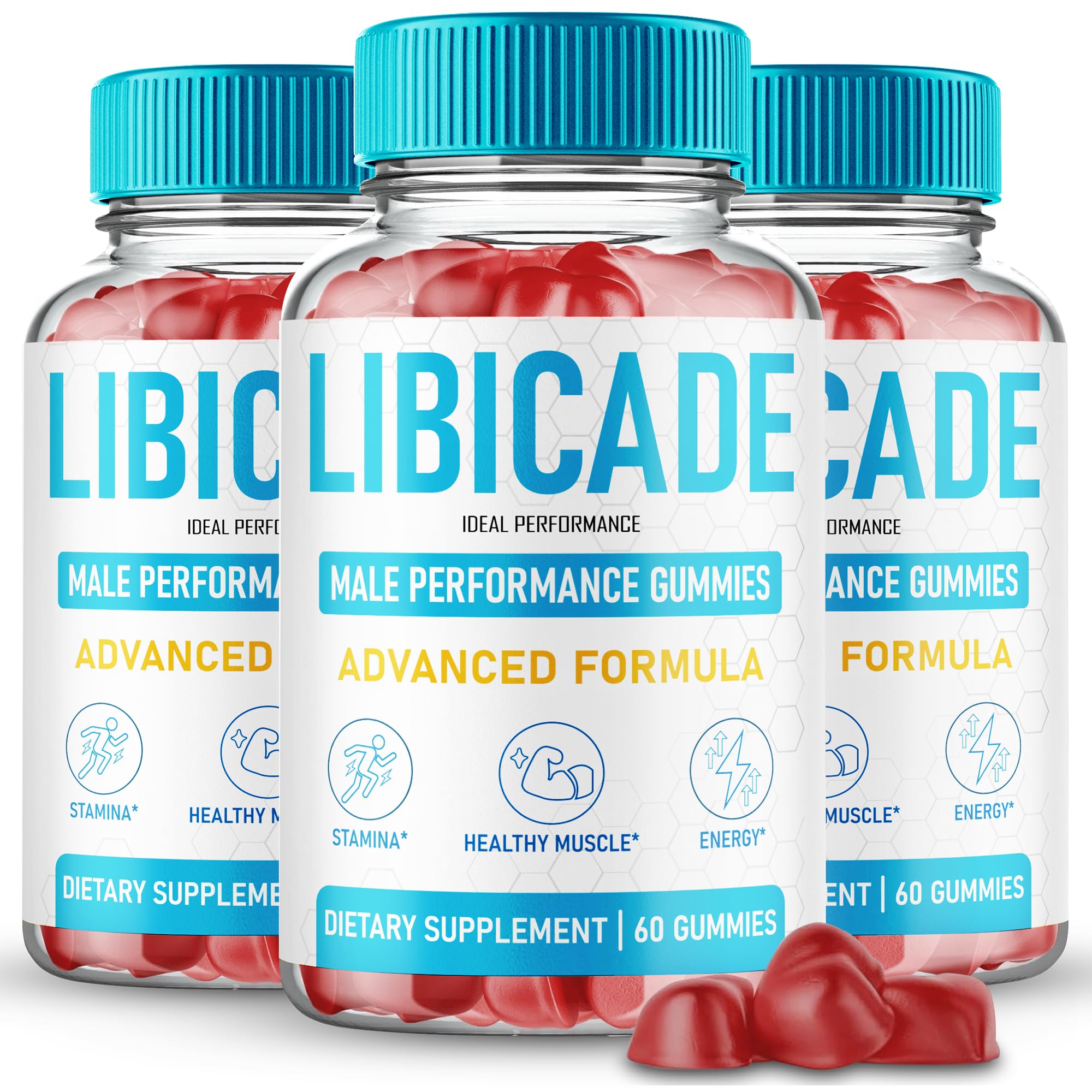 Libicade Gummies, Official Libicade Supplement Gummy for Men - Maximum Strength Performance, All Natural Support for Overall Health & Wellness, Advanced Libi Cade Health Reviews (3 Pack)