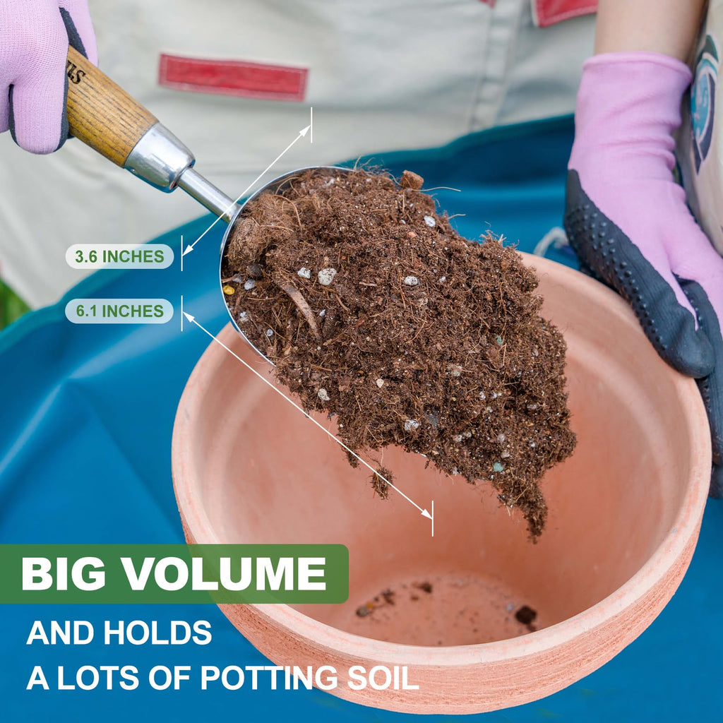 Haliaeetus Potting Soil Scoop, Bend Proof Stainless Steel Gardening Scoop