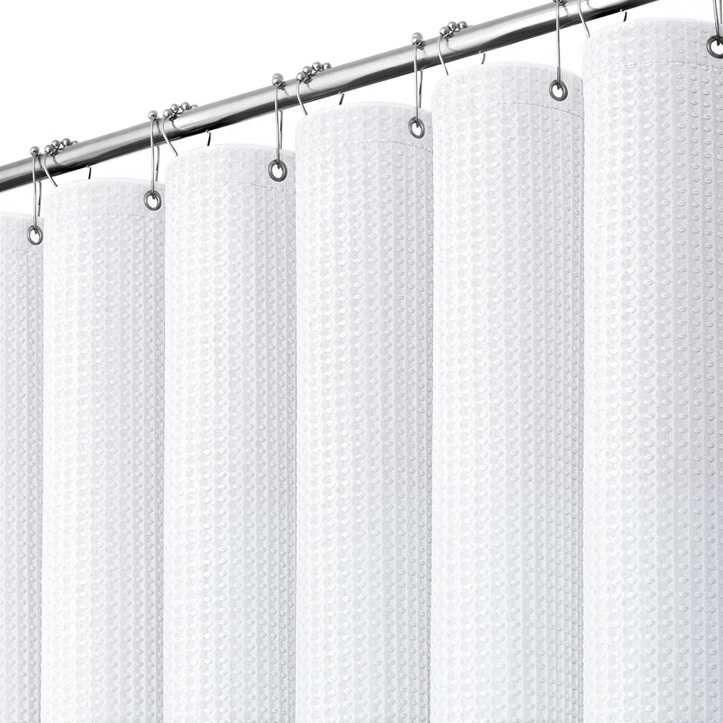 Dynamene Waffle Shower Curtain 256 GSM Heavy Duty Fabric 72"x72" White