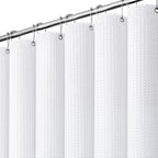 Dynamene Waffle Shower Curtain 256 GSM Heavy Duty Fabric 72"x72" White