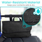 Vive Wheelchair Carry Bag - Arm Rest Pouch for Rollator, Walkers, Power Wheel Chairs and Knee Scooters - Side Storage Organizer for Elderly, Seniors, Adults (Black)