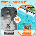 LAANPOLE 4-in-1 Pool Skimmer Net with Pole, Heavy Duty Pool Net and Fine Mesh Leaf Skimmer Net for Above Ground Pool, 16FT Telescopic Pool Pole with Professional Pool Net and Pool Hook for Cleaning