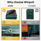 Winpull Tarp 18x24FT, 16 Mil Heavy Duty Waterproof Tarp, Large Multipurpose Cover with Brass Grommets and Reinforced Edges, UV Resistant Thick Poly Tarps for Pool Car Tent Green
