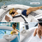 Anivia Hot Tub Table Tray, Adjustable Width 4.3" to 7.7" Hot Tub Accessories for Intex PureSpa, Nonslip Caddy Holds 2 Drinks, Keep Snacks-Drinks Handy and Dry, Fits Outdoor Inflatable Spa/Pool(Beige)