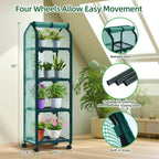 Ohuhu Mini Greenhouse for Indoor Outdoor, Small Plastic Plant Green House with Locking Wheels Portable Greenhouses with Durable Cover for Seedling, Ideal Gardening Gifts for Women Men Green