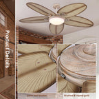 PHORUS 62" Large Waterproof Outdoor Palm Leaf Ceiling Fans with Lights and Remote,Wet Rated Tropical Ceiling Fans Light for Patios Porch Gazebo Pergola,6 Speeds Reversible