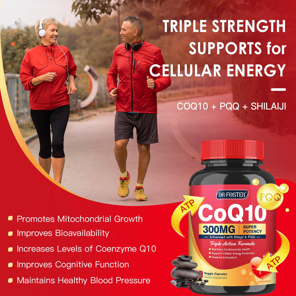Quinovit CoQ10 300mg with PQQ & Shilajit - Powerful Antioxidant for Heart & Brain Health and Energy Production - High Absorption with Bioperine Coenzyme Q10 Supplements - 120 Capsules