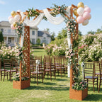 VINGLI Wooden Garden Arbor with Planter, Wedding Arch for Ceremony, Wood Garden Arbour Trellis for Plant Climbing, Pergola for Garden Backyard, Lawn, Outdoor (Golden Brown)