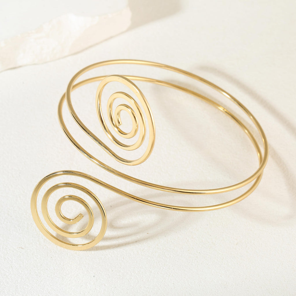 TRWWELL 8PCS Gold Arm Cuff Jewelry for Women Upper Arm Band Cuff Bangle Bracelets Adjustable Minimalist Armband Armlet Set
