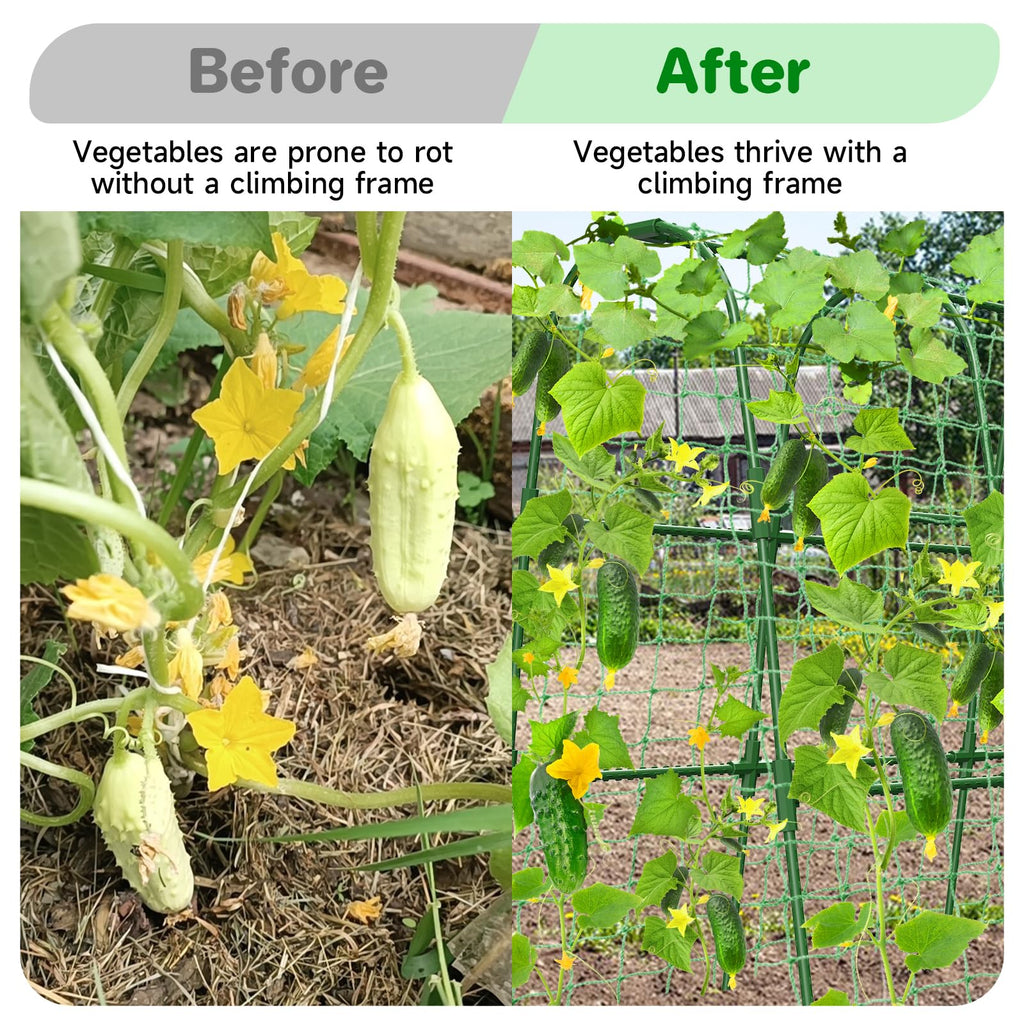 Cucumber Trellis for Raised Bed, U-Shape Garden Trellis for Climbing Plants Outdoor, Metal Arch Trellis for Vegetables, Plant Support for Tomato, Pea, Zucchini(63" L×30" W×47.2" H-Large)