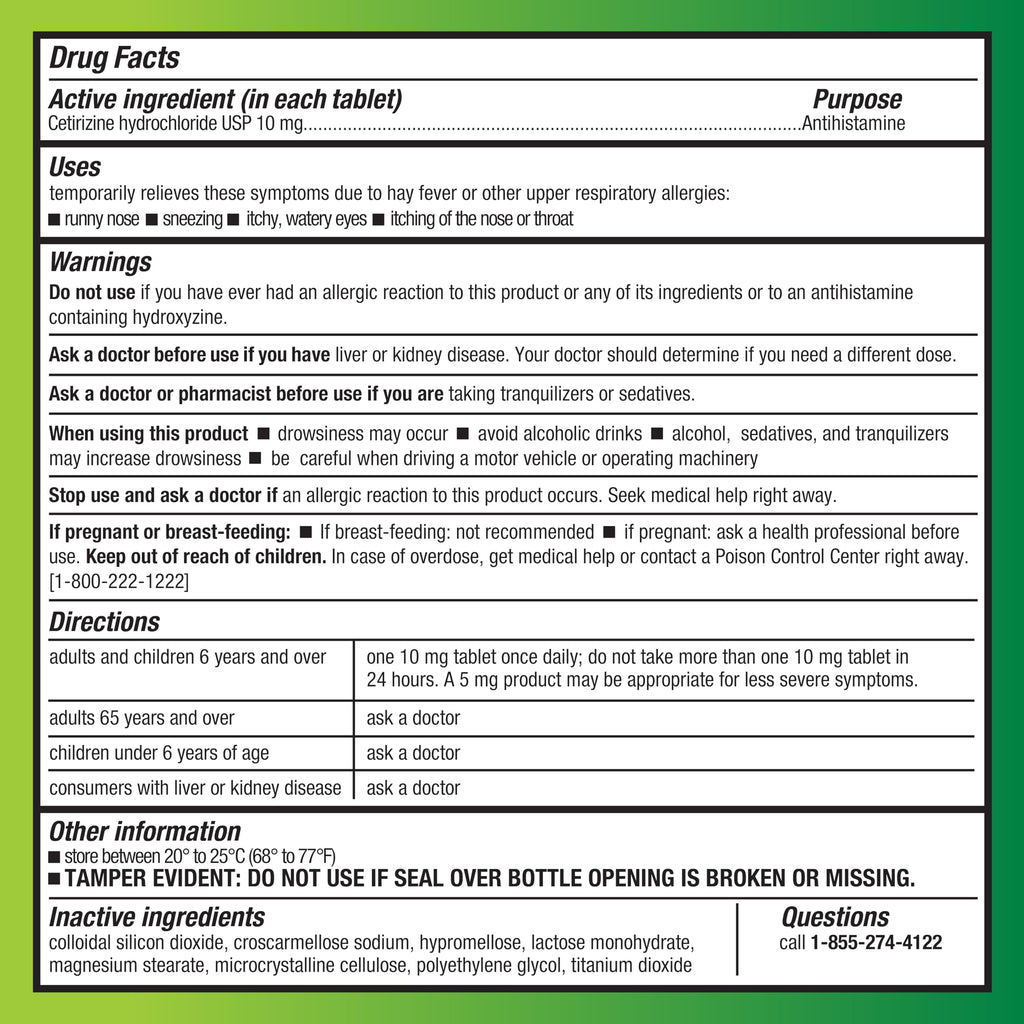 Amazon Basic Care All Day Allergy, Cetirizine Hydrochloride Tablets, 10 mg, 24-Hour Relief for Allergy, 300 Count (Packaging may vary)