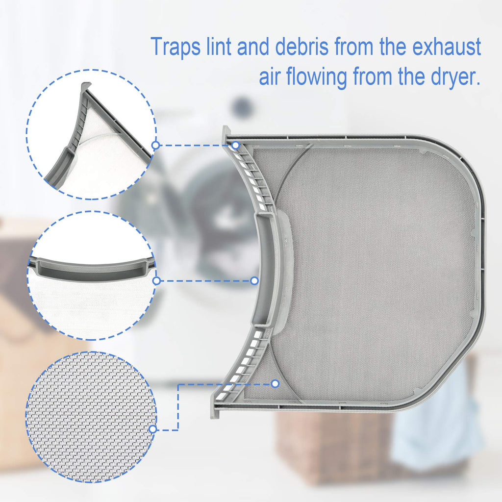 ADQ56656401 Dryer Lint Filter Upgraded Stainless Steel Mesh Screen for LG ADQ566564 and Ken-more Elite Dryer Lint Screen Replacement with Clothes Dryer Lint Vent Trap Cleaner Brush Part #PS3531962
