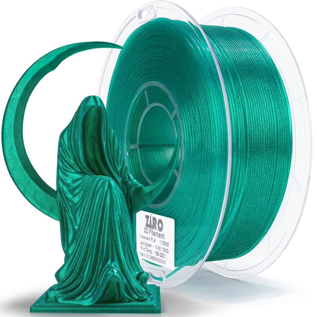 ZIRO PLA Filament 1.75mm, Iridescent PLA Series, Sparkle Glitter with Colorful Base, Twinkling 3D Printing Material,1kg Spool, Dimensional Accuracy +/-0.03mm, Fit Most FDM 3D Printers, Lake Green