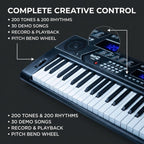 Rockjam RJ5061 RockJam 61 Key Keyboard Piano With Pitch Bend Kit, Keyboard Stand, Piano Bench, Headphones, Simply Piano App & Keynote Stickers, Black