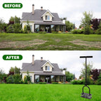 RIFPOD Lawn Aerator, Automatic Dirt and Leaf Clean Design, Heavy Duty Manual Lawn Aerator Tool with 15 Iron Spikes, Height Adjustable, Yard Grass Aerator for Lawn(Black)