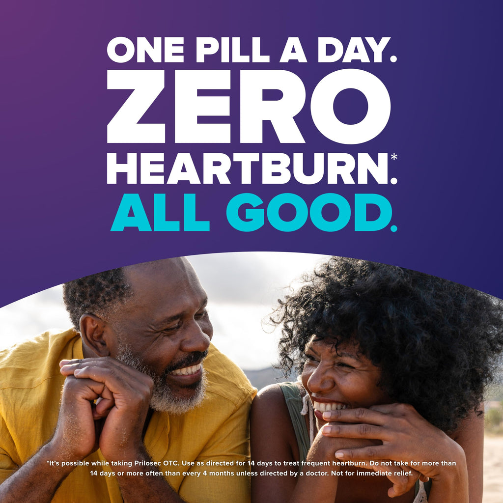 Prilosec OTC, Omeprazole Delayed Release 20mg, Acid Reducer, Treats Frequent Heartburn for 24 Hour Relief, All Day, All Night*, Heartburn Medicine, 20mg, Wildberry Flavor, 42 Tablets